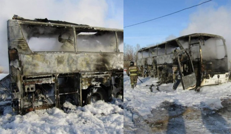 В Балаково сгорел автобус рядом с заводом где погибли люди